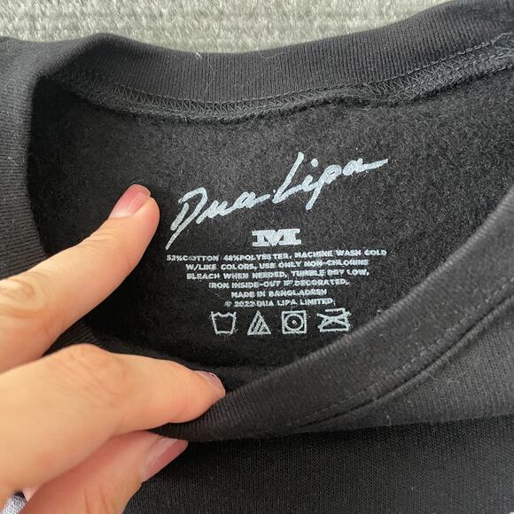 Dua Lipa Sweater Barbed Wire Heart Black Crop Sweatshirt Womens M Cropped Soft - Picture 7 of 7